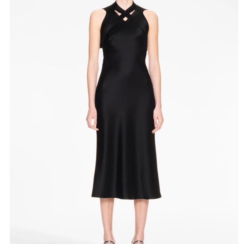 Off-White buckle-detail satin midi dress